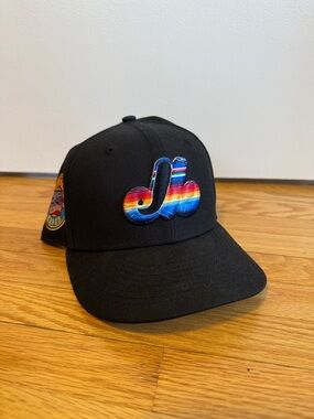 Black Men’s Baseball Cap with Colorful Stripe Logo